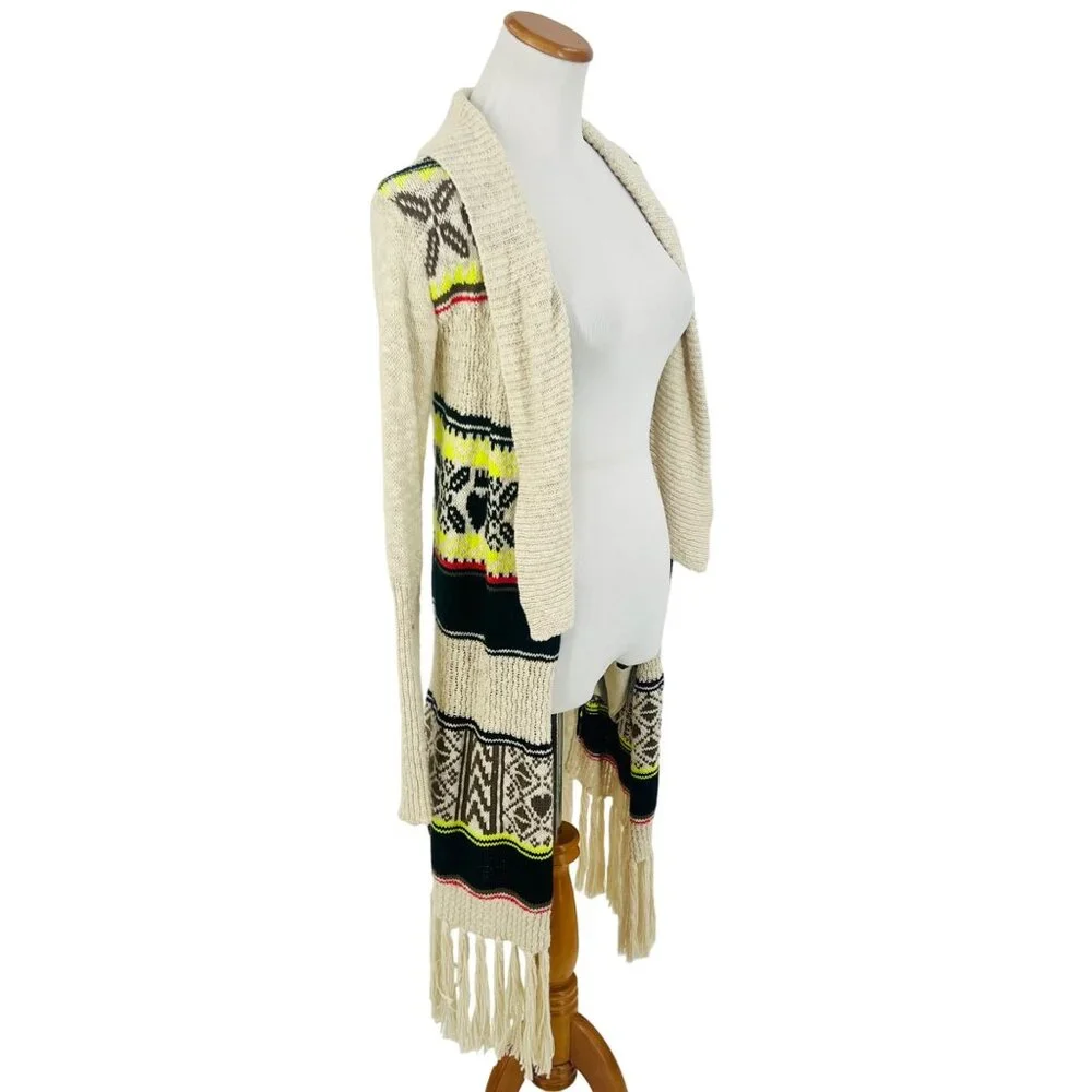 Vintage Princess Vera Wang Fringe Multicolor Knit Cardigan | Boho Cottagecore XS - Picture 11 of 15